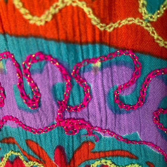 Gold & Silver Paris Dress Sz TU/OS Floral Boho Embroidered Beaded Caftan India - Picture 11 of 16